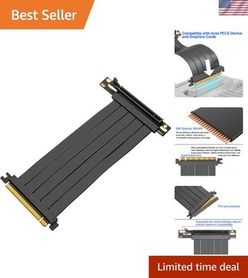 EMI Shielded PCIe 4.0 Riser Cable 20cm - 90 Degree Flexibility for Gaming Rigs