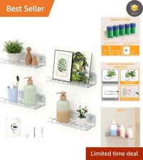 Versatile 4 Pack Floating Bathroom and Kitchen Shelves - Clear Acrylic Design