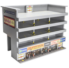 O Scale Parking Garage Lighted Building City Center Structure Display, Trains