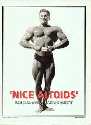 Altoids 2001 Original Print Ad Nice Altoids Bodybuilder Mint