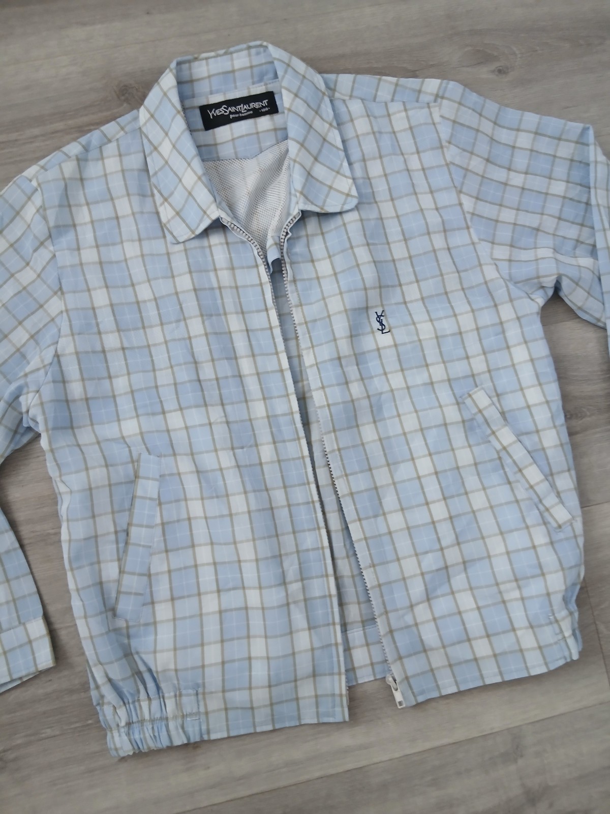 Giacca Bomber Vintage Yves Saint Laurent YSL Leggera a Quadri Taglia 100 M