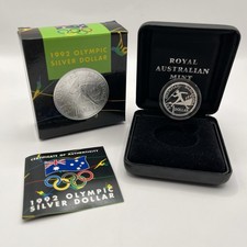 1992 $1 One Dollar Silver Proof Coin - Barcelona Olympics - RAM Case + Box