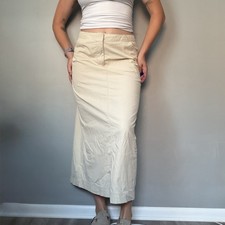 Vintage Old Navy Khaki Utility Maxi Skirt Womens 10 Y2K Cargo Chino Long Skirt