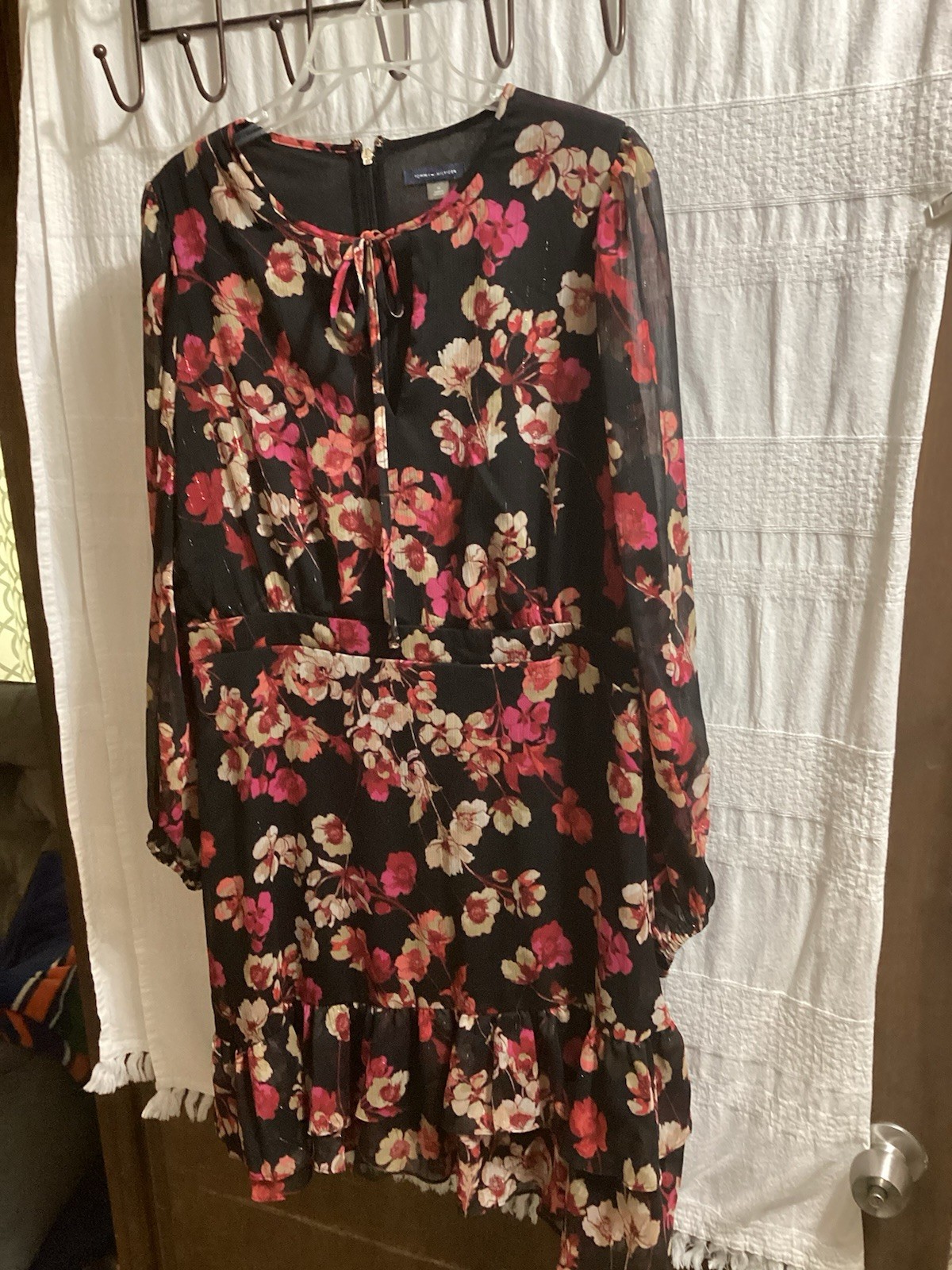 TOMMY HILFIGER Womens Floral Ruffled Hem Dress Multi Colored Size 14