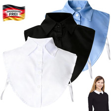 Blusenkragen Einsatz Damen Herren abnehmbar Knöpfe Weiß Schwarz Blau 3 Stück