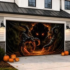 Halloween Garage Door Cover, 16 x 7 FT Scary Garage Door Banner