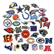* 36 LOT * ALL NFL TEAMS LOGO 2-3” IRON ON PATCHES + 2 NFL, AFC, NFC LOGOS