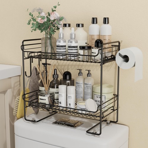 Over The Toilet Storage, 2-Tier Bathroom Organizer Shelves, Multifunctional B...