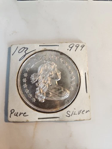 Vintage Liberty Head 1 Troy Oz .999 Silver Bullion Round