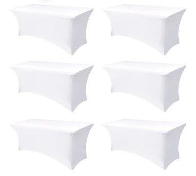Spandex Table Cloths for 8 Foot Rectangle Tables-6 Pack Fitted Stretch White