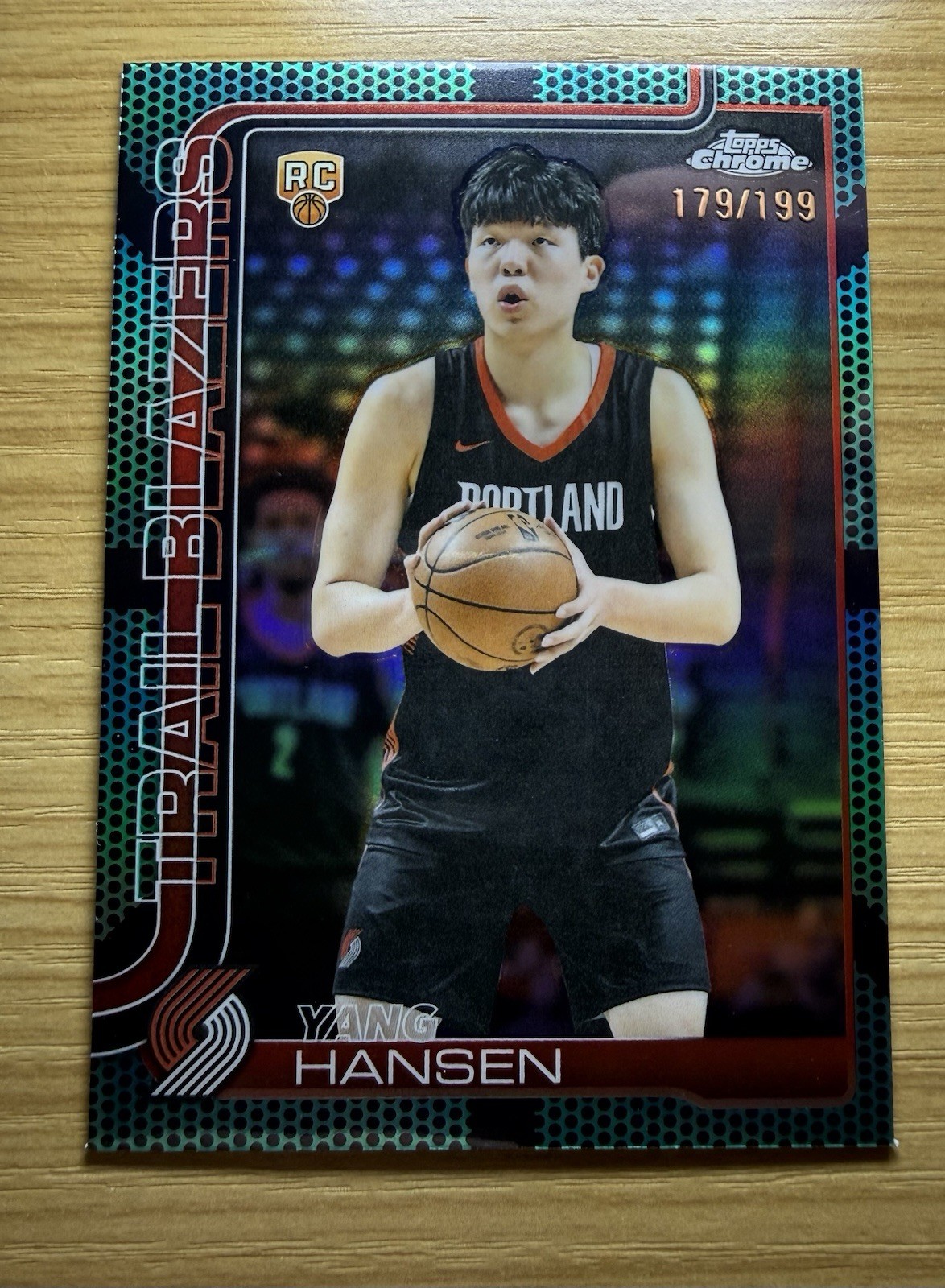 2025-26 Topps Chrome #266 Yang Hansen Aqua Basketball Refractor #/199