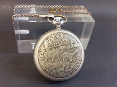 Soviet Vintage Pocket Watch Molnija Hunting,USSR Mechanical Watch,Russian Watch