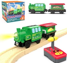 Wooden Train Accessories Battery Operated Locomotive Train, Remote Control Train