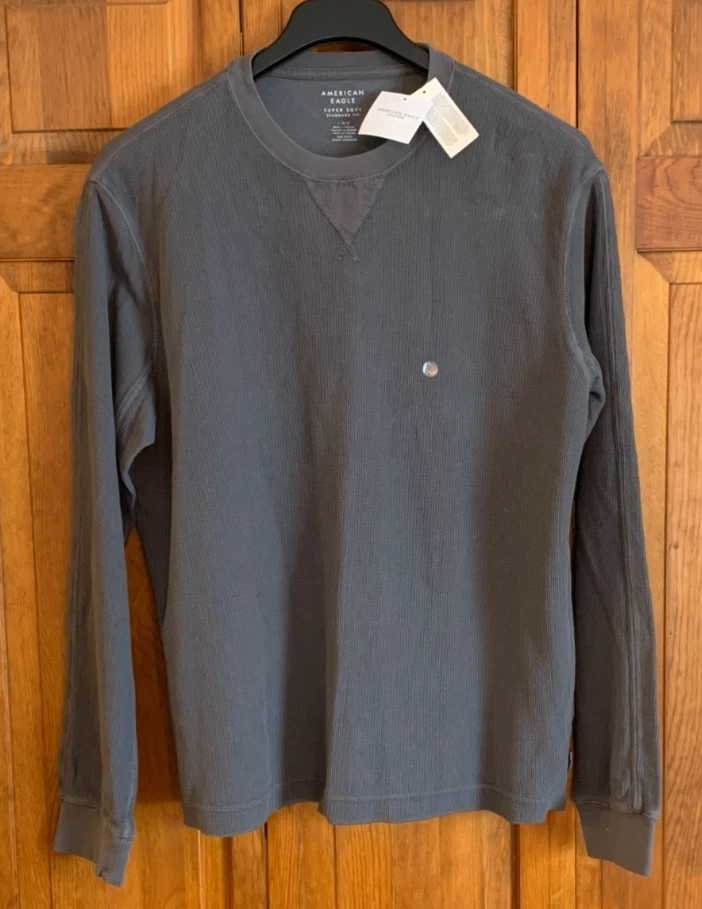 T-shirt American Eagle Heritage – Gris Thermique – Manches Longues – Homme M