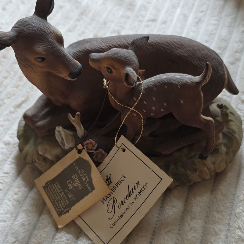 Shapes of Clay Deer Mom and Baby Figurine
