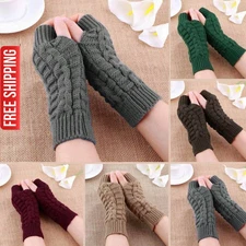 Women's Fingerless Winter Gloves Half Finger Wool Knit Gloves Soft & Warm Glove