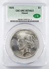 Certified 1925 Peace Dollar CAC UNC details Silver $1