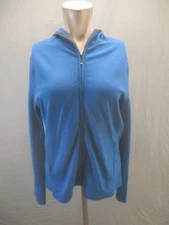 Ibex Size L Womens Blue 100% Certified Merino Wool Hooded Full Zip Jacket 548