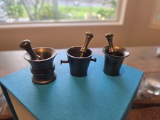 Lot Of 3 Vintage Brass Small Mortar and Pestle 1"