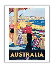 Australia - Bondi Beach New South Wales - Vintage Travel Poster by Trompf c.1929