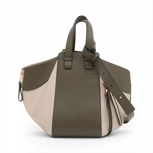 Loewe Hammock Small Leather 2 Way Handbag Khaki x beige