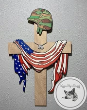 Military Memorial Cross Wall Hanger - LASER FILE - SVG - DIGITAL FILE ONLY!