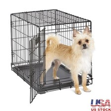 Dog Crate Foldable Heavy Duty Leak Proof Pan Adjustable Divider Portable New