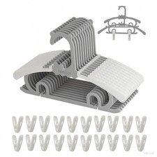 10 PCS Grey Baby Kids Clothes Hangers Clips Plastic Adjustable Toddler Closet