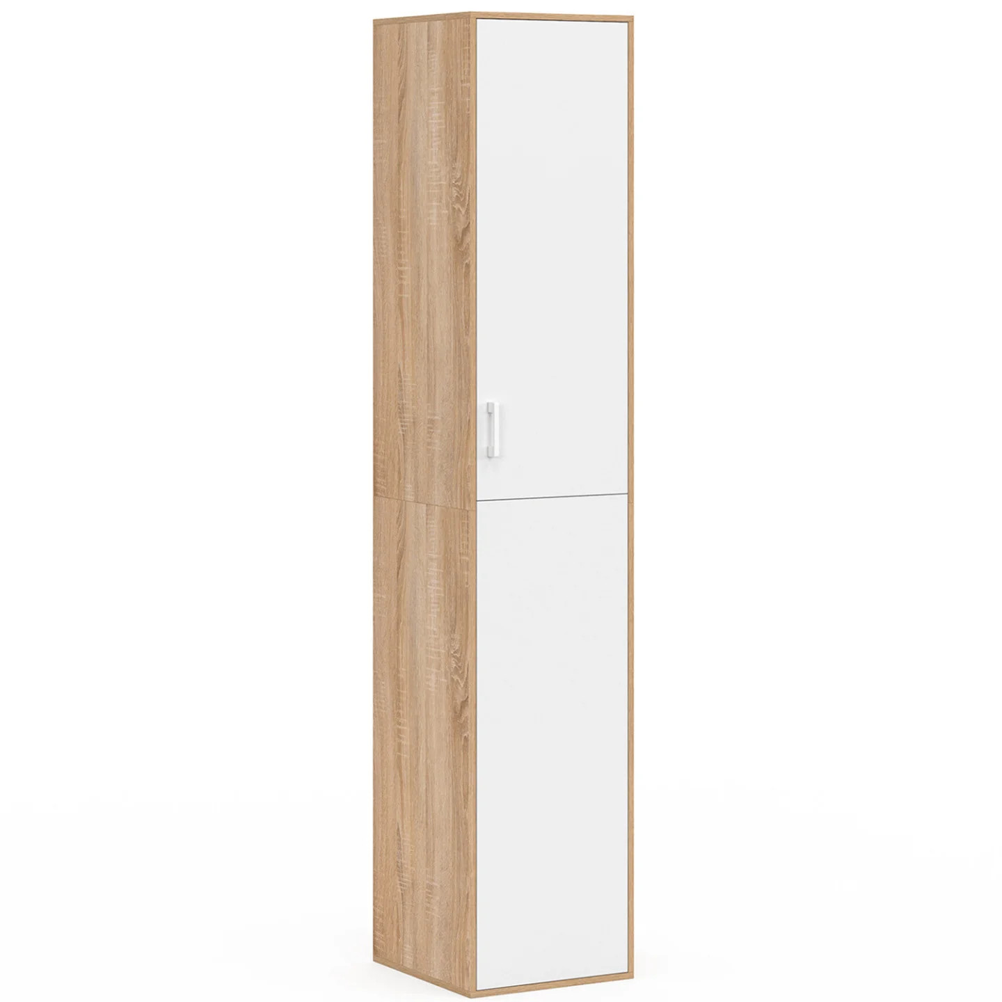 Armoire de bureau blanc et bois scandinave pour un espace télétravail épuré
