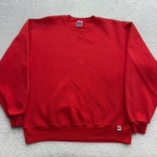 Vintage Russell Athletic Red Crewneck Sweatshirt Made in USA Mens L 90s Blank