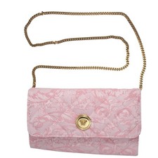 BRAND NEW VERSACE MEDUSA PINK JACQUARD CHAIN SHOULDE WALLET DBSI159S 1A15911 1P5