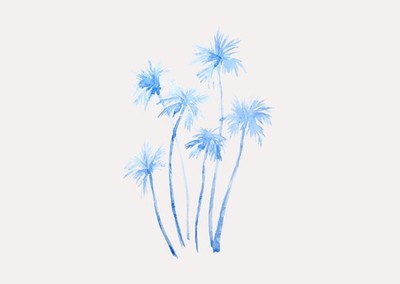 Elegante blaue Palmenbaum-Wandkunst f�r moderne Innenr�ume Minimalisti