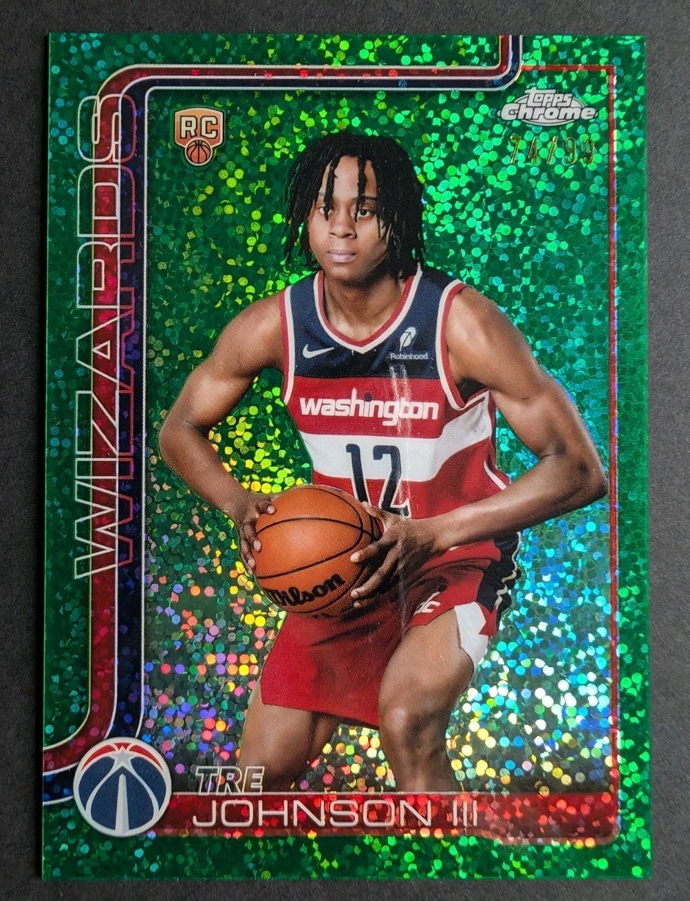 Tre Johnson III 2025 Topps Chrome Green Speckle Refractor /99 RC Image Variation