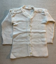 1960s Vintage Infant Sweater/Cardigan White with Long Sleeves