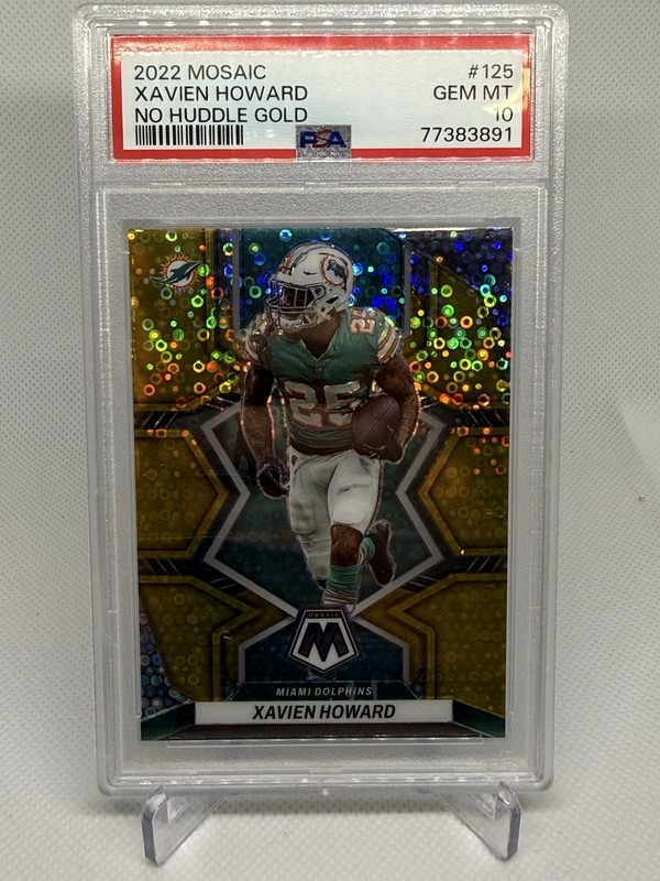 2022 Panini Mosaic Xavier Howard No Huddle Gold /10 #125 PSA 10 Dolphins