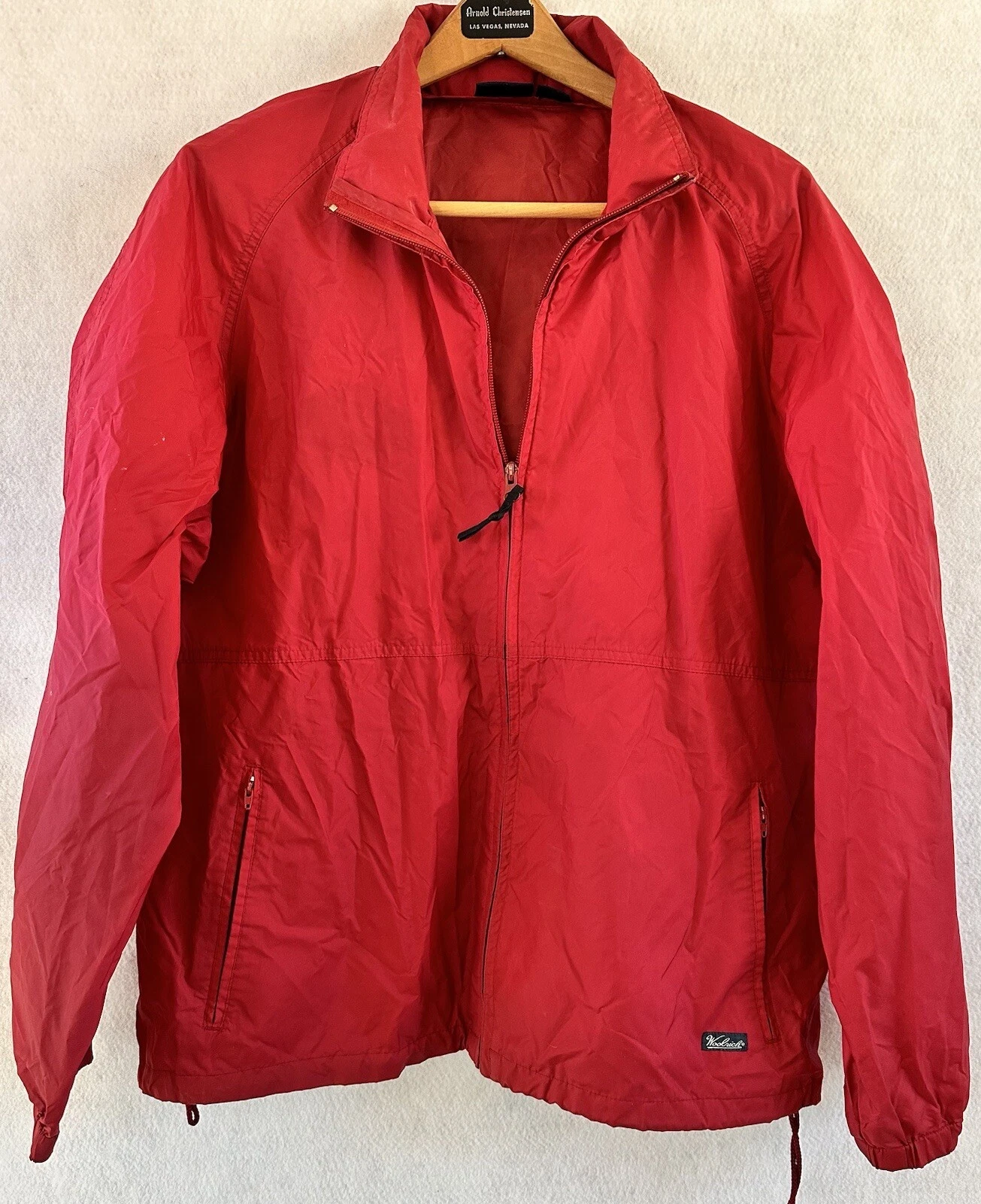 VTG Woolrich Windbreaker Rain Jacket Hooded L Men’s Packable Colorful Hiking