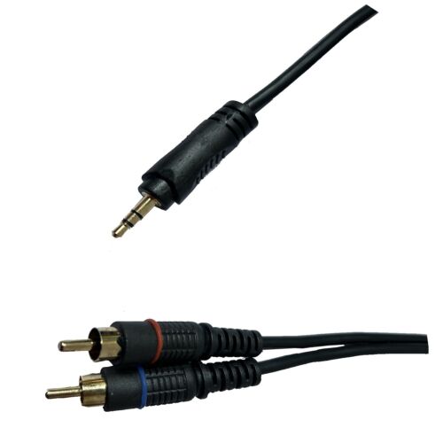 2-Pack 6ft 3.5mm Aux to 2 RCA Adapter Audio Cables for Stereo PA Speakers Black - Picture 6 of 8