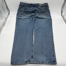 VTG Y2K Makaveli Baggy Relaxed Skate Tupac Blue Jeans 39x30 18" Open JNCO Style