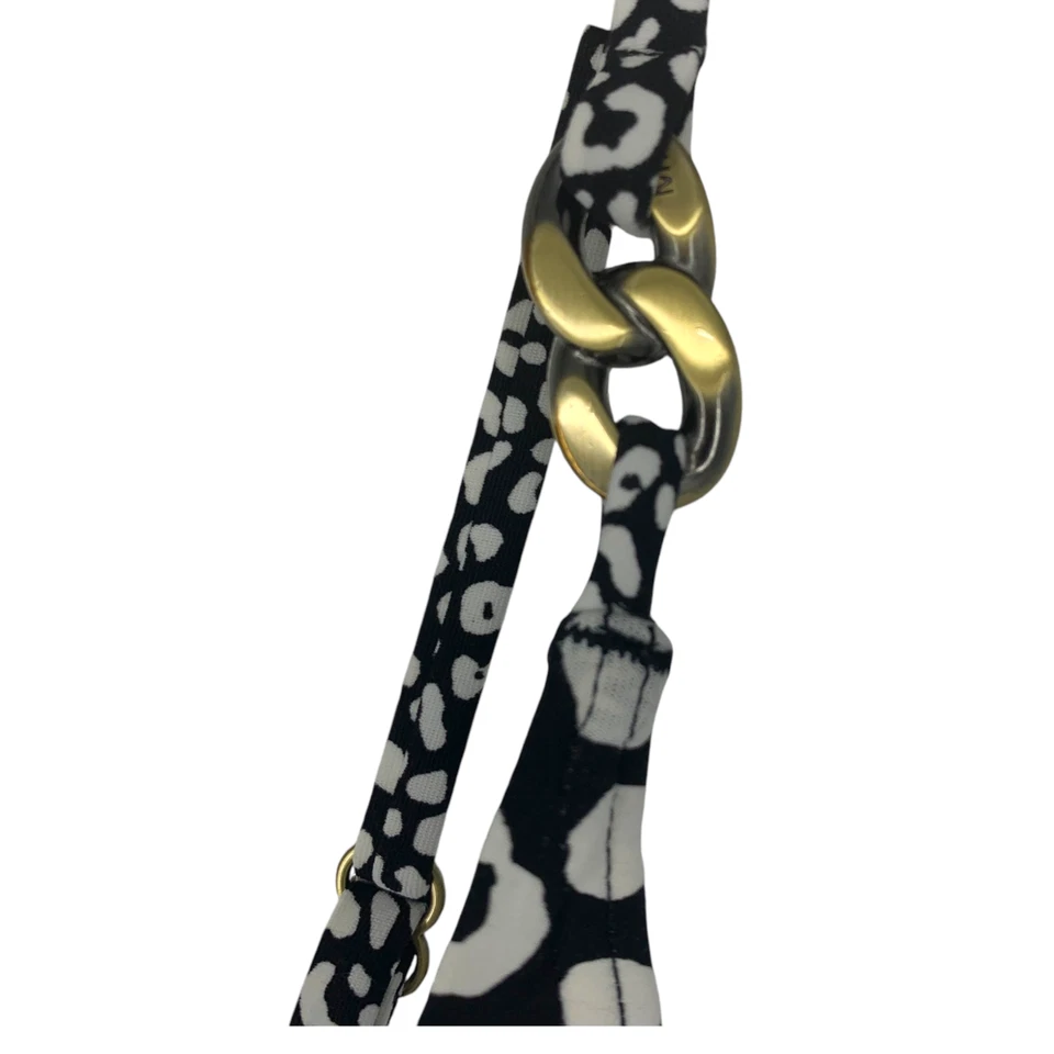 MK Michael Kors Sz 8 Black & White One Piece Swimsuit Ruffle Criss Cross Bathing - Image 4 of 4