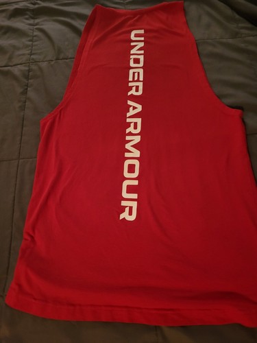 Under Armour Men’s Small UA Baseline Cotton Tank Top Gym Shirt 1361901 Red Used - Picture 3 of 3