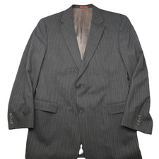 Hart Schaffner Marx Blazer Mens 46 XL Gray Stripe Traveler 2 Button Wool Jacket