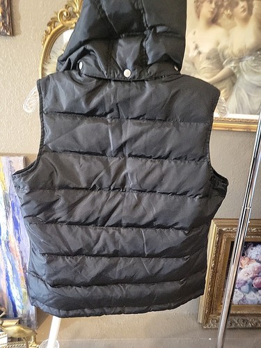 Talbots Size Small Women's Vest Black Zipper/Snaps Removable Faux Fur Collar * - Picture 5 of 6