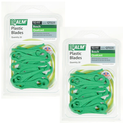 QT028 Qualcast Easi-Lite 28/30 grün Bosch Rasenmäher Kunststoffmesser x 40 Stück ALM