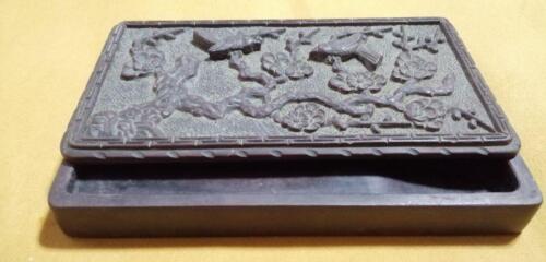 Suzuri Engraving Lid Ink Stone Vintage Sumi Grinder Calligraphy Shodo Shuji Tool - Picture 1 of 12