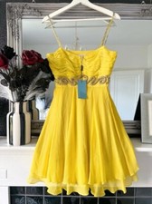 Karen Millen Party Evening Silk Yellow Dress Size 8 RRP £180