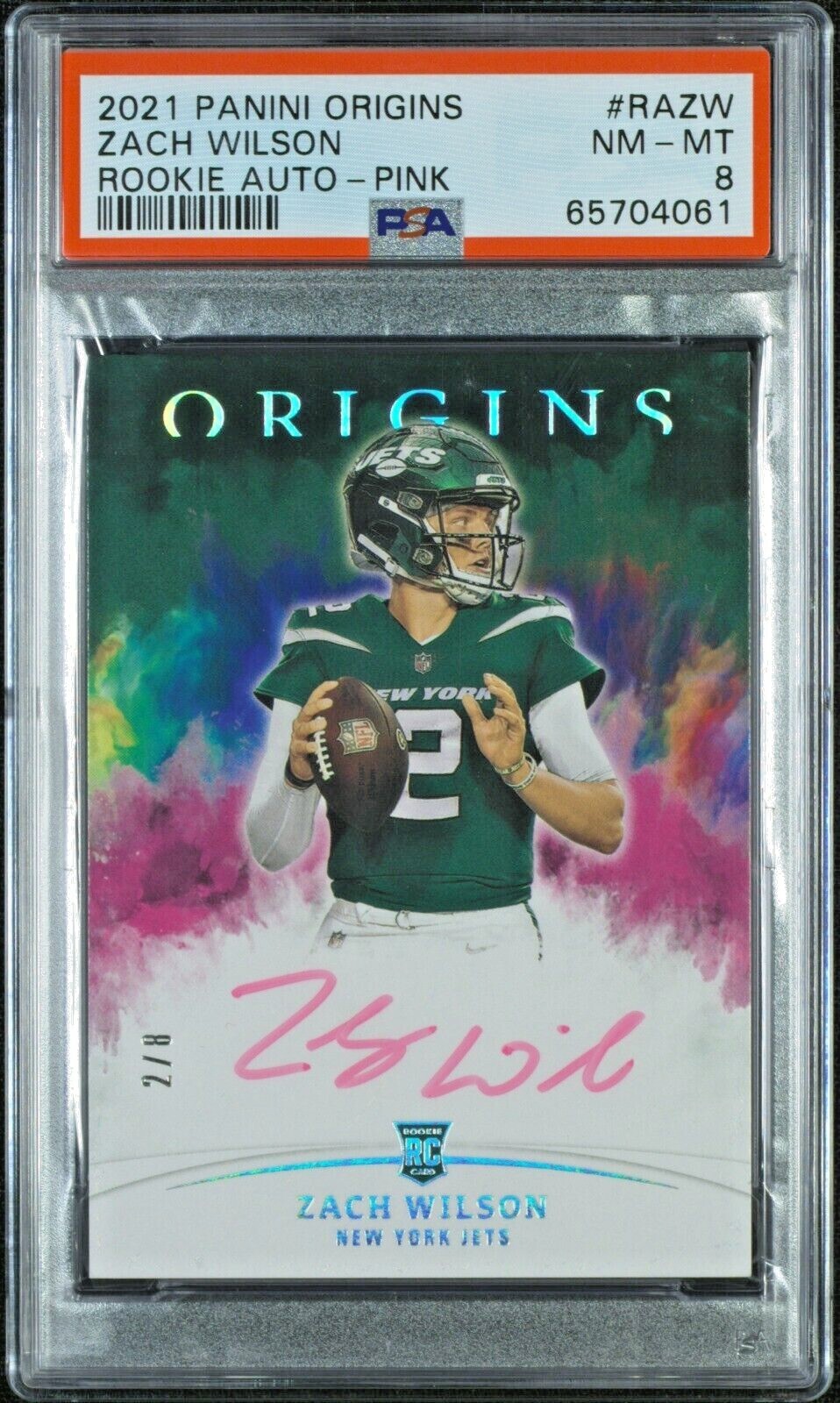 Zach Wilson Panini Origins Rookie Autographs #RAZW Pink