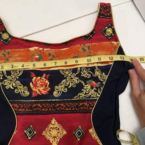 Vtg Sirena One Piece Swimsuit-Size 8-Floral-Built In Bra-Gold Trim-Wide Straps - Picture 11 of 16