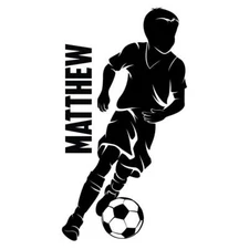 Vinyl Decal for Window - Soccer Player with Name