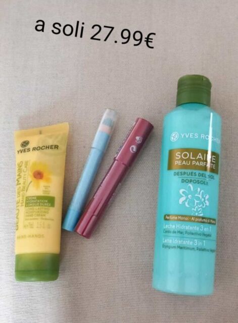 SET YVES ROCHER crema mani doposole matitone labbra e matitone occhi celeste SET YVES ROCHER crema mani doposole matitone labbra e matitone occhi celeste