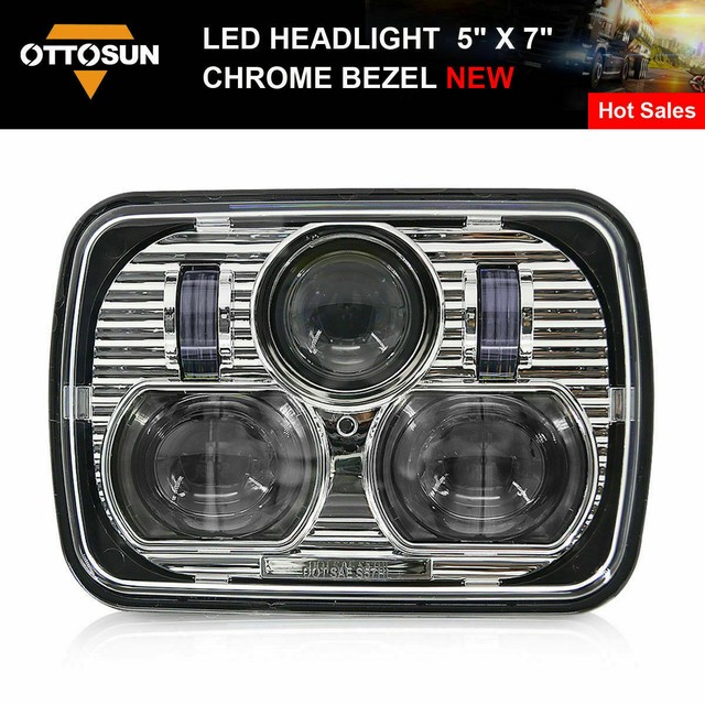 LED Headlight Square 5x7 LED with high low beam Black For Trucks Custom